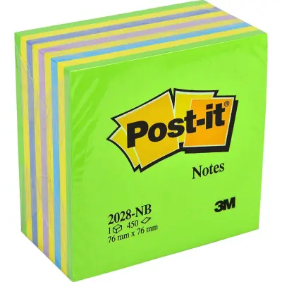 Post-it 2028 NB Yapışkanlı Not Kağıdı 76 mm x 76 mm Gökkuşağı Rengi Tonları 450 Yaprak - 1