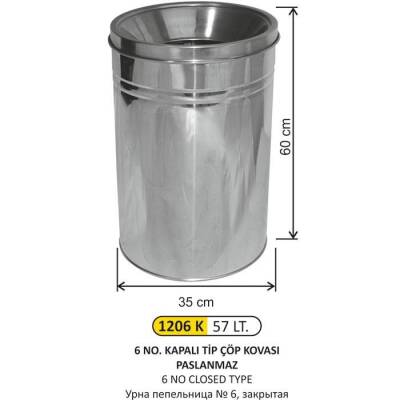 Arı Metal Kapalı Tip Çöp Kovası 57 lt 1206K - 1