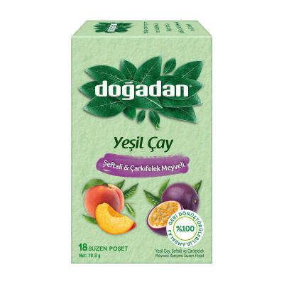Doğadan Şeftali ve Çarkıfelek Meyveli Poşet Yeşil Çay 18'li - 1