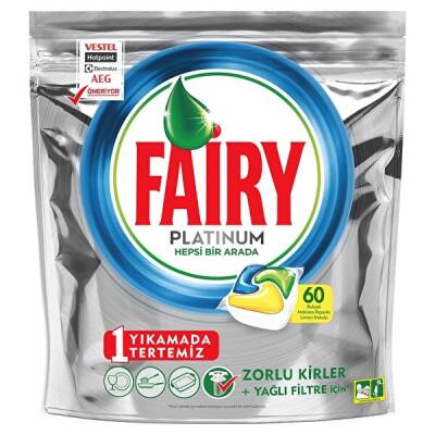 Fairy Platinum 60 Yıkama Bulaşık Makinesi Deterjanı Kapsülü Limon Kokulu - 1