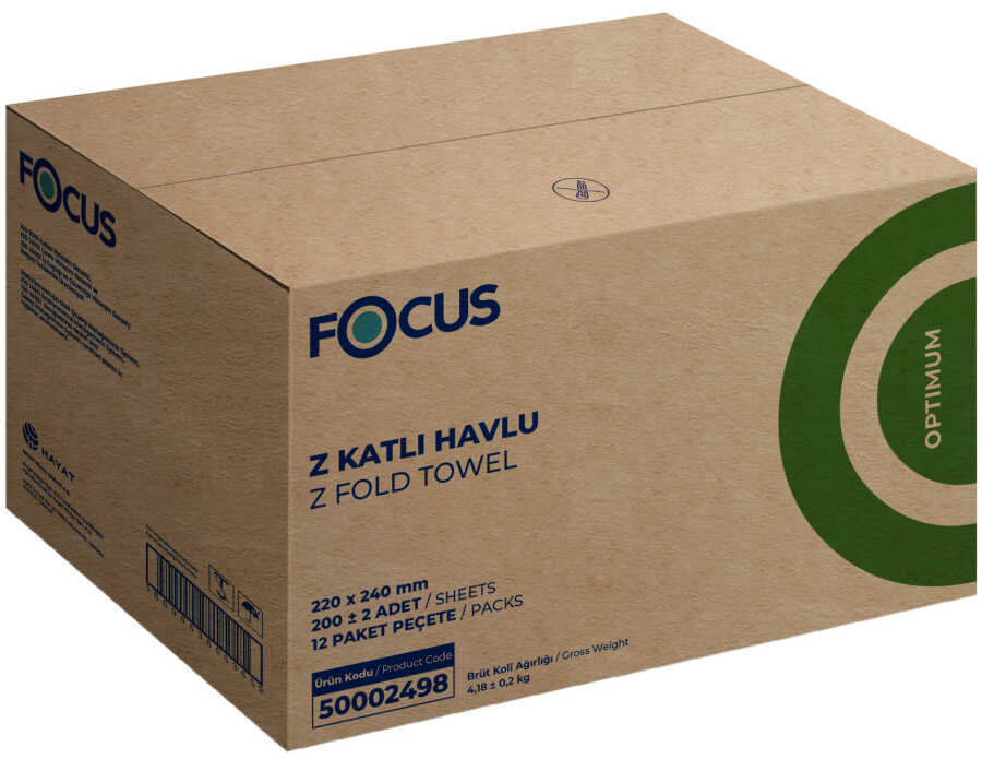 Focus Optimum Z Katlı Kağıt Havlu - Çift Katlı - 200 Yaprak - 12