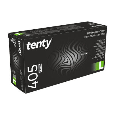 Tenty 405 Nitril Pudrasız Muayene Eldiveni L Beden Siyah - 1
