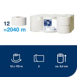 Tork 120280 Advanced Mini Jumbo Tuvalet Kağıdı 170 Mt 12`li Rulo - 3