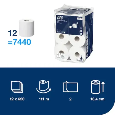 Tork 472193 Smartone Mini İçten Çekmeli Tuvalet Kağıdı Advanced 112 Mt 12'li Rulo - 4